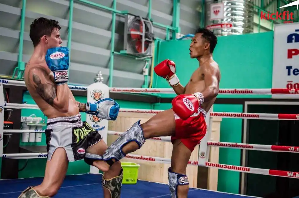 Hai võ sĩ Muay Thái đang sparring