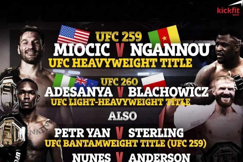 Lịch thi đấu UFC 2021 mới nhất: bao gồm Blachowicz và Adesanya