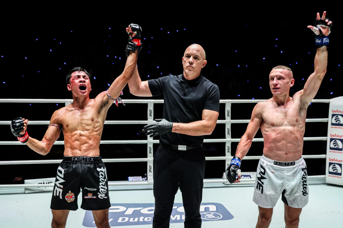 Payakrut gets his hand raised against Andrii Mezentsev at ONE Friday Fights 173.