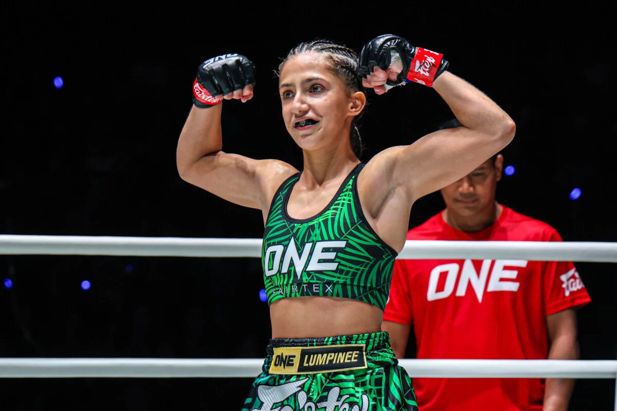 Olivia Bahsous poses ahead of her fight against Nonglek Krudamgym ONE-Friday Fights-164